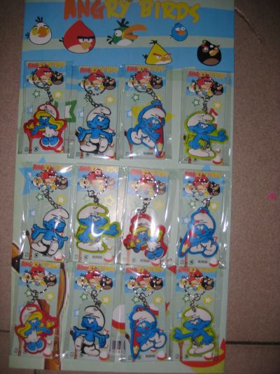 smurfs anime keychain set