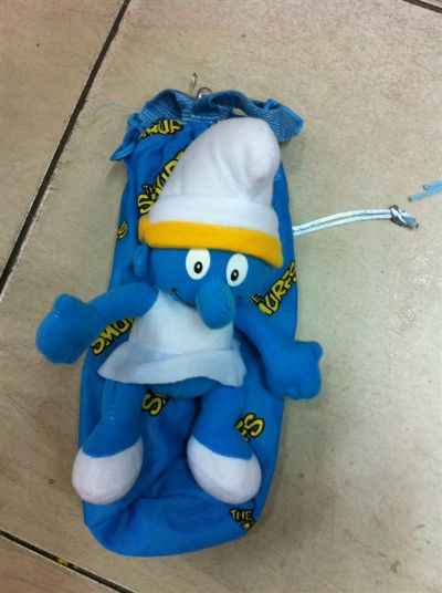 smurfs anime plush bag