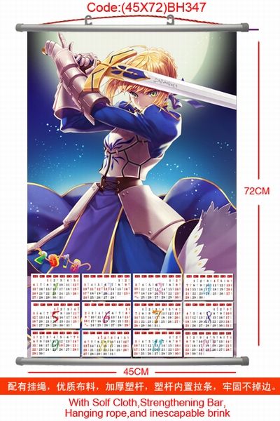 Fate Stay Night Saber Calendar Wall Scroll
