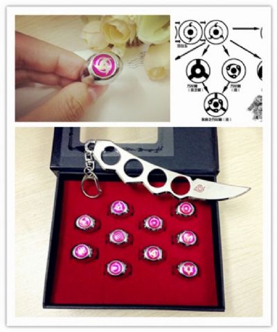 Naruto Rings and Asuma Key Chain Set