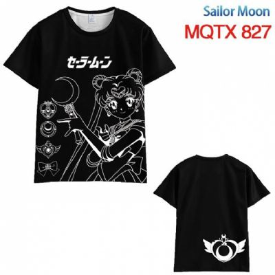 sailormoon Black and white line draft Short sleeve