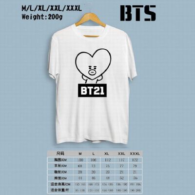 BTS BT21 Printed round neck short-sleeved T-shirt