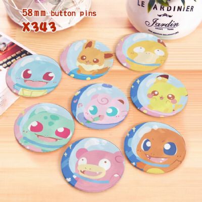 Pokemon a set of 8 models Tinplate coated badge 