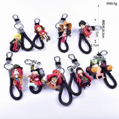 One Piece a set of 9 Character cartoon anime keych