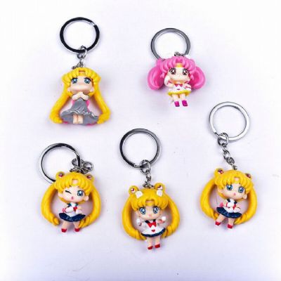 Sailormoon a set of 5 With bell Doll Keychain pend