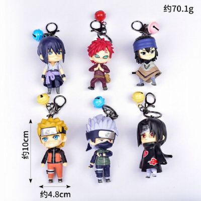 Naruto a set of 6 With bell Doll Keychain pendant