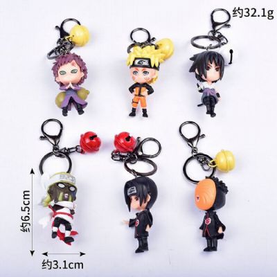 Naruto a set of 6 With bell Doll Keychain pendant