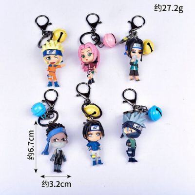 Naruto a set of 6 With bell Doll Keychain pendant