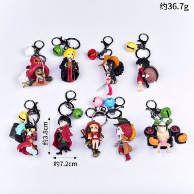 One Piece a set of 9 With bell Doll Keychain penda