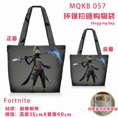 Fortnite Full color green zipper shopping bag shou