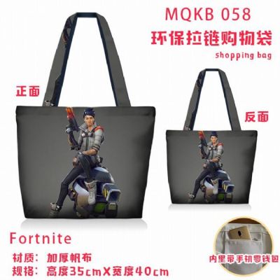 Fortnite Full color green zipper shopping bag shou