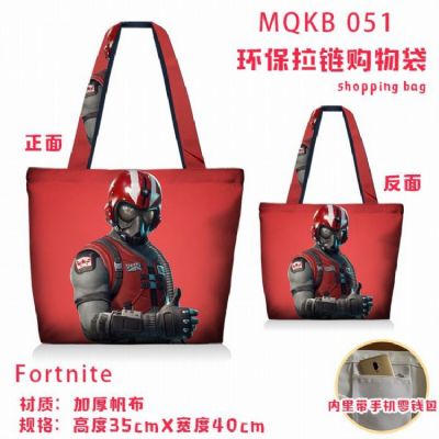 Fortnite Full color green zipper shopping bag shou