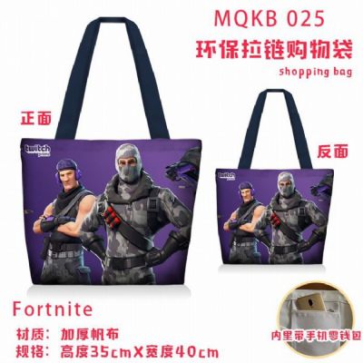 ortnite Full color green zipper shopping bag shoul