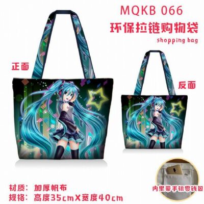 Hatsune Miku Full color green zipper shopping bag