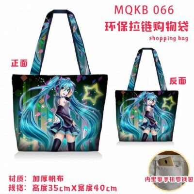 Hatsune Miku Full color green zipper shopping bag 