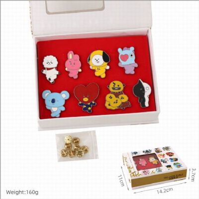 BTS BT21 a set of 8 Brooch badge Boxed