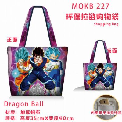 Dragon Ball Full color green zipper shopping bag s