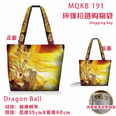 Dragon Ball Full color green zipper shopping bag s