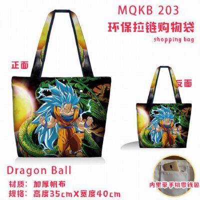 Dragon Ball Full color green zipper shopping bag s