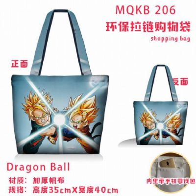 Dragon Ball Full color green zipper shopping bag s