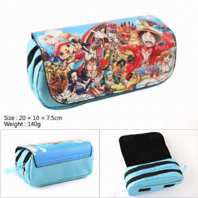 One Piece Blue Poster avatar Double zipper PU penc