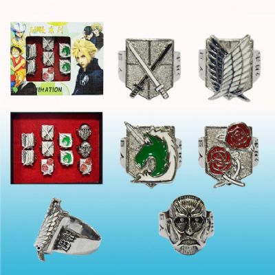 attack on titan anime ring set