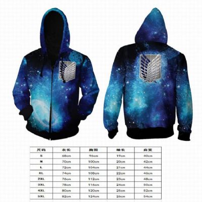 Attack on Titan blue Series new Hoodie zipper swea