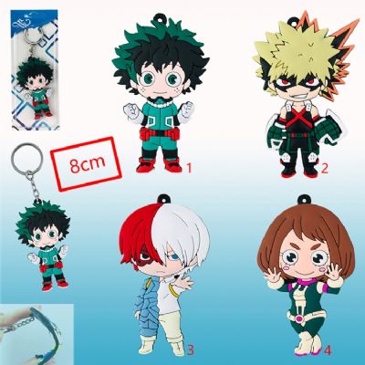 My Hero Academia anime rubber keychain