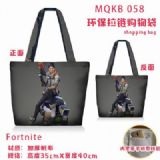 Fortnite Full color green zipper shopping bag shou