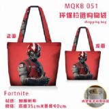 Fortnite Full color green zipper shopping bag shou