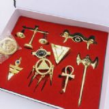 Yugioh a set of eight Gold Keychain Pendant Neckla
