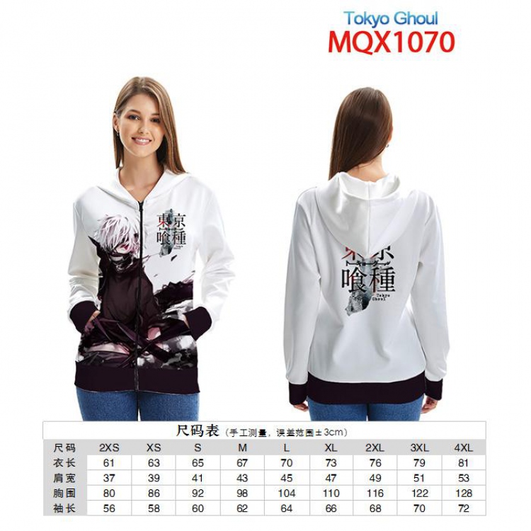 Tokyo Ghoul Full color zipper hooded Patch pocket Coat Hoodie