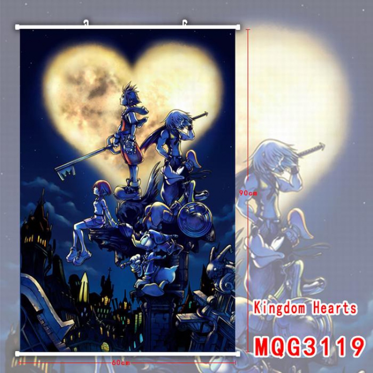 Kingdom Hearts White Plastic rod Cloth painting Wall Scroll