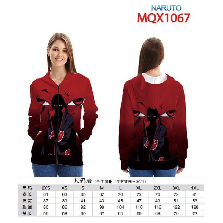Naruto Full color zipper hooded Patch pocket Coat Hoodie