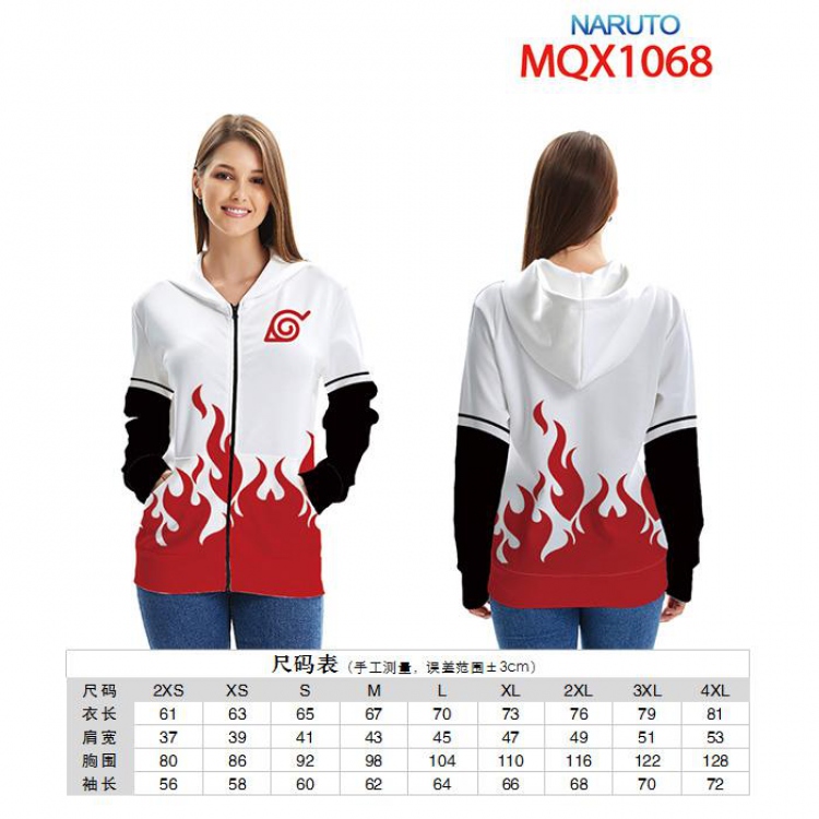 Naruto Full color zipper hooded Patch pocket Coat Hoodie