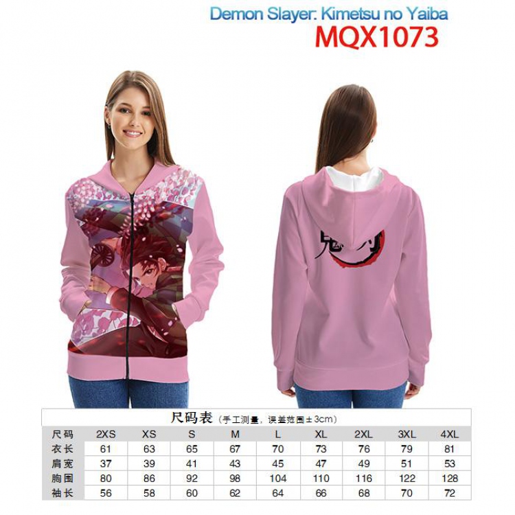 Demon Slayer Kimets Full color zipper hooded Patch pocket Coat Hoodie 