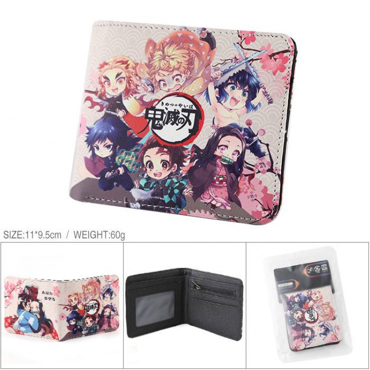 Demon Slayer Kimets-3 Full color PU silk screen two fold short card holder wallet