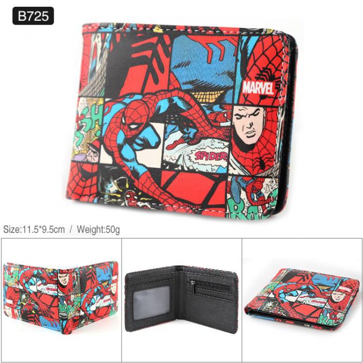 Marvel The Avengers Spiderman Full color PU twill two fold short wallet B725