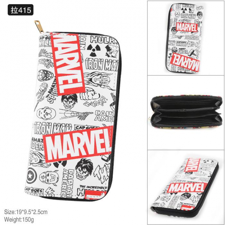 Marvel Full Color PU twill two-fold zipper long wallet-Pull 415