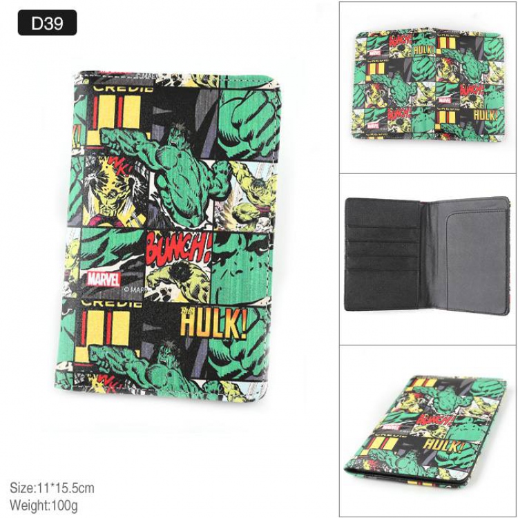 Marvel The Avengers Hulk Full Color PU leather multi-function travel ticket holder passport protector D39