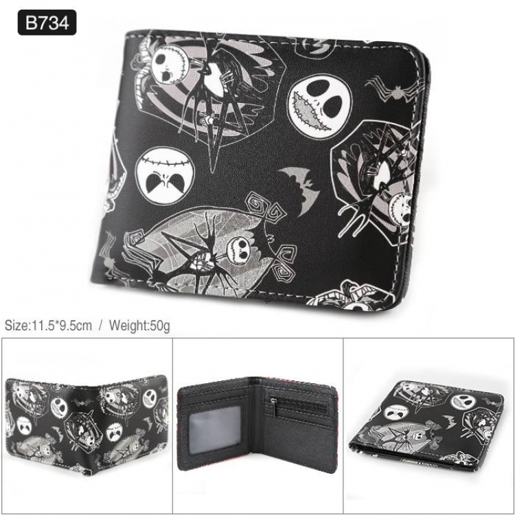 The Nightmare Before Christmas Full color PU twill two fold short wallet B734