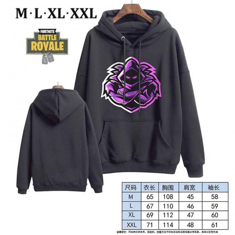 Fortnite-9 Black Printed hooded and velvet padded sweater M L XL XXL