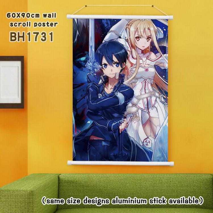 Sword Art Online White Plastic rod Cloth painting Wall Scroll 60X90CM BH1731