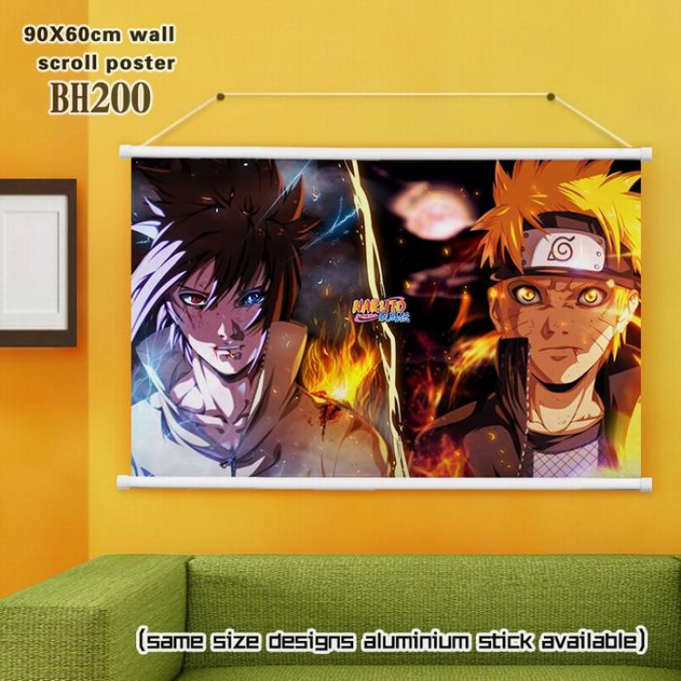 Naruto White Plastic rod Cloth painting Wall Scroll 60X90CM BH200