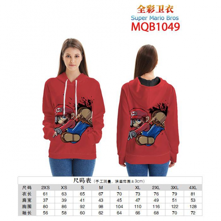 Super Mario Bros Full color zipper hooded Patch pocket Coat Hoodie 9 sizes from XXS to 4XL MQB1049