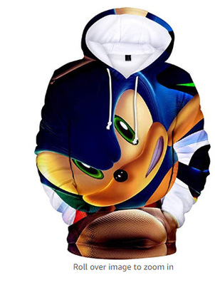 sonic 3D print hoodie 2xs to 4xl