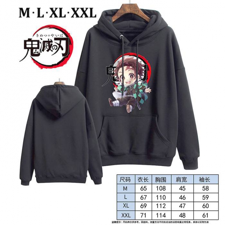 Demon Slayer Kimets-8 Black Printed hooded and velvet padded sweater M L XL XXL