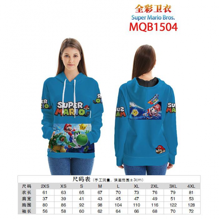 Super Mario Bros Full color zipper hooded Patch pocket Coat Hoodie 9 sizes from XXS to 4XL MQB1504