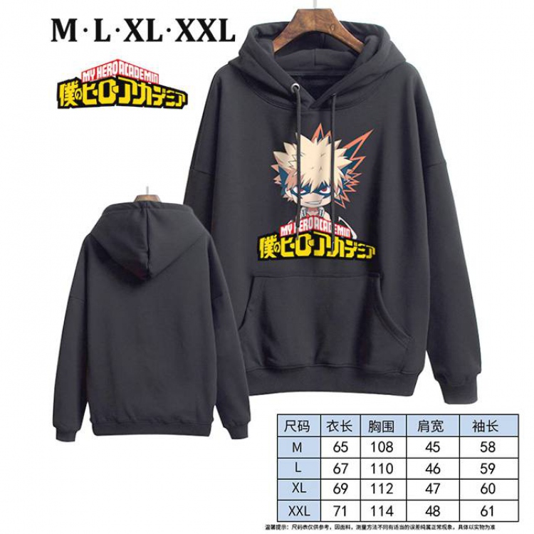 My Hero Academia-8 Black Printed hooded and velvet padded sweater M L XL XXL