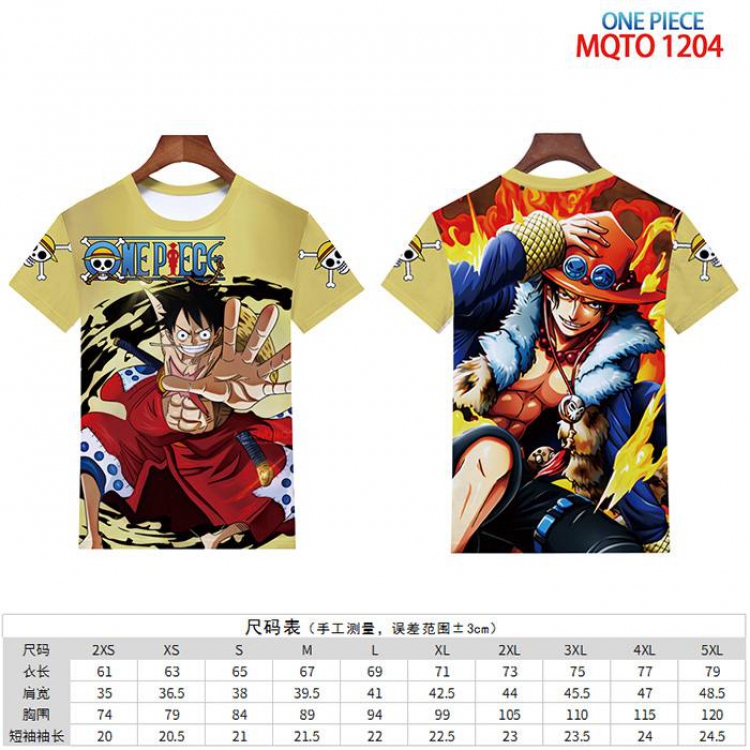One Piece full color short sleeve t-shirt 9 sizes from 2XS to 4XL MQTO-1204